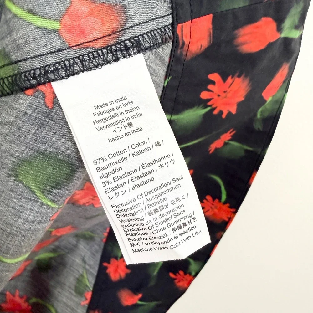 J.Crew Painted Daisy Fit & Flare Mini Dress Black Floral Size 8 Tall